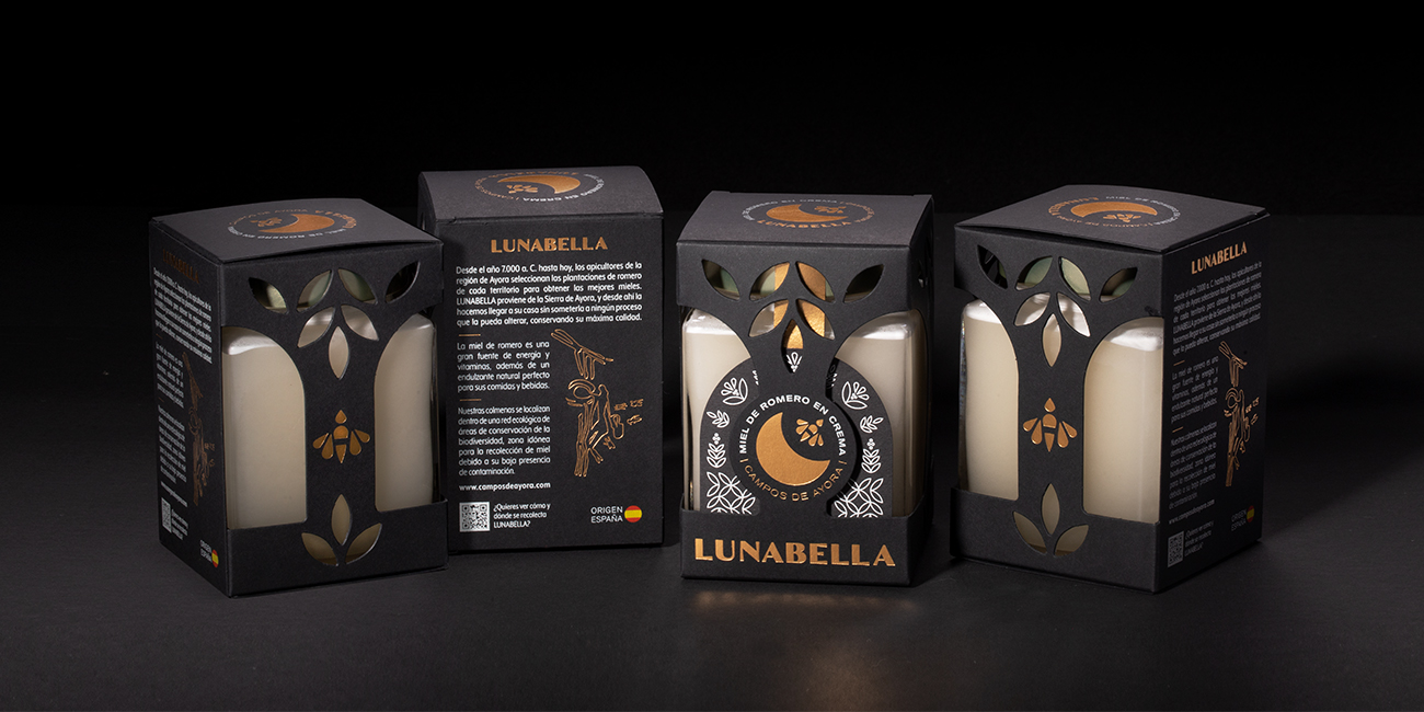 Naming, marca, packaging y página web Miel Lunabella